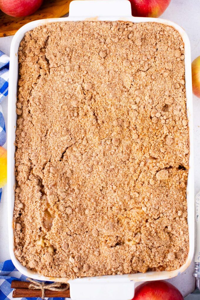 Overhead shot of apple pie coffee cake.