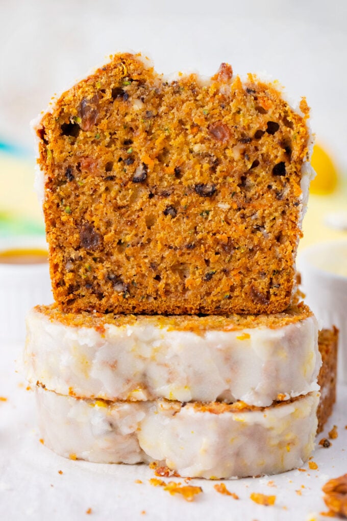 Sliced carrot zucchini bread.