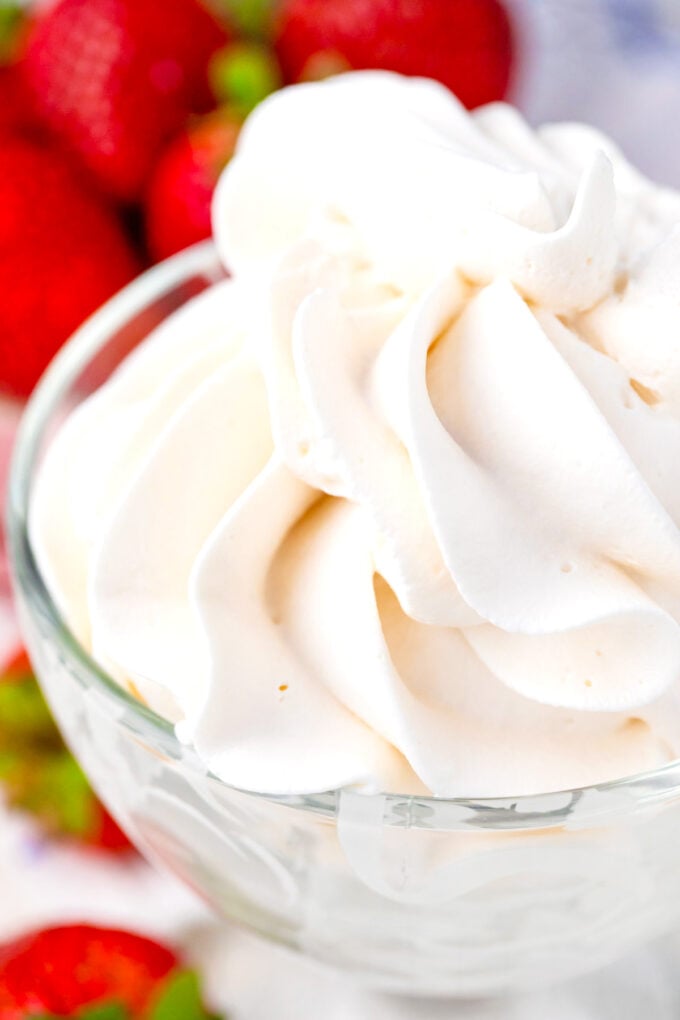Swirled homemade whipped cream.