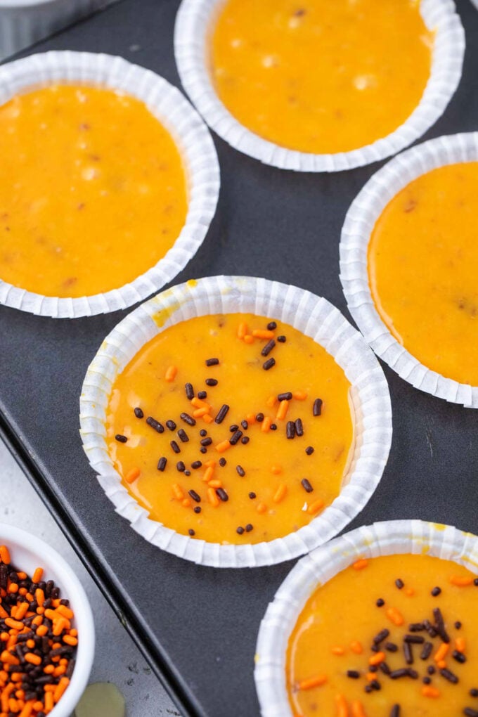 Pumpkin fudge in muffin tins.