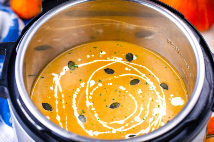 Homemade instant pot pumpkin soup.