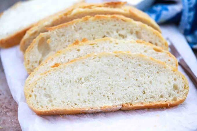 sliced yeast bread on cutting board