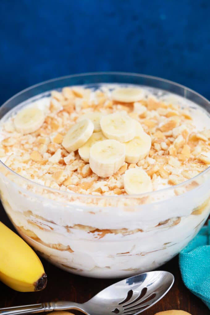 Magnolia bakery banana pudding topped with bananas.