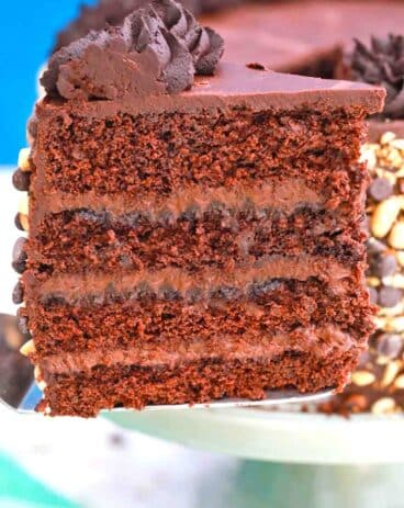 a slice of chocolate blackout cake