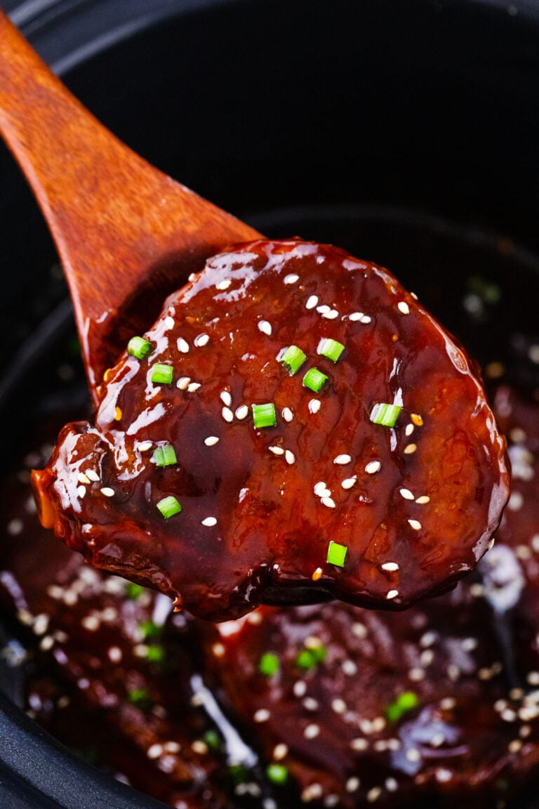 Juicy slow cooker teriyaki pork chops.