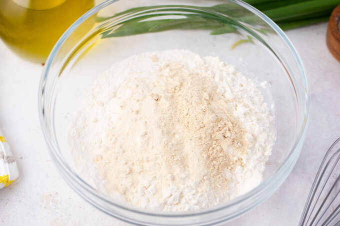 Flour and Panko breadcrumb mixture in a bowl.