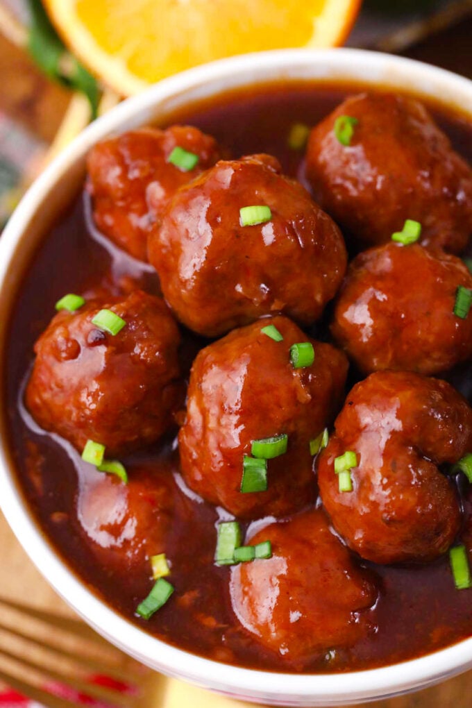 Homemade barbecue crockpot meatballs.