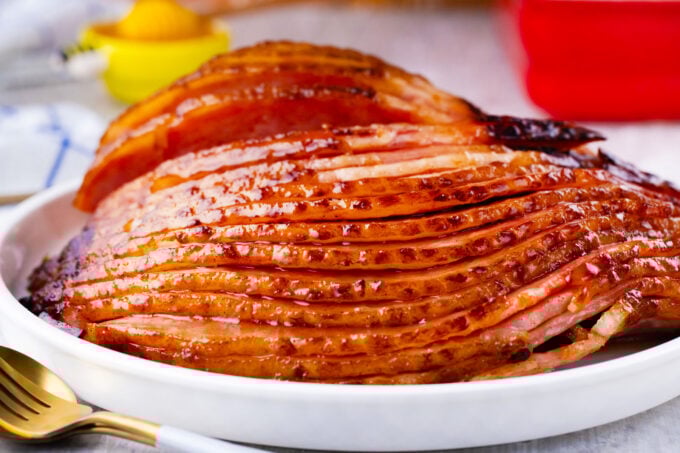 Perfectly browned oven baked honey butter ham.