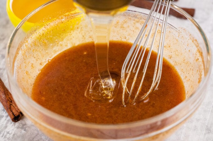 Mixing honey butter sauce.