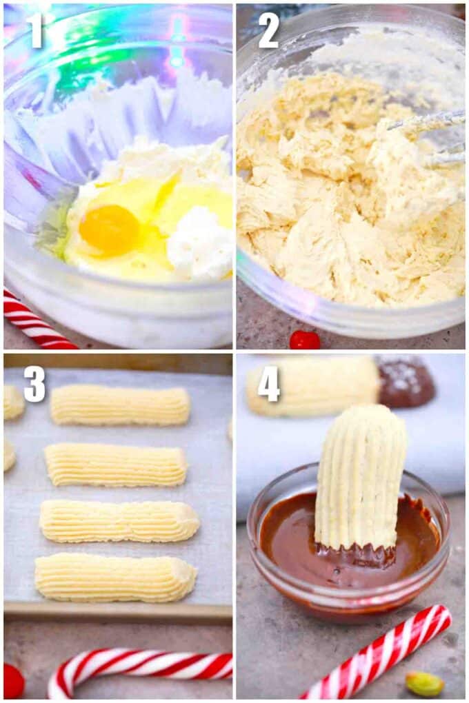 photo collage of steps how to make italian butter cookies