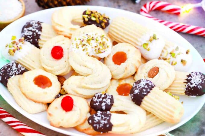 italian butter cookies on a serving platter