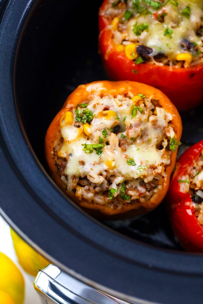 Crockpot Mexican stuffed peppers.