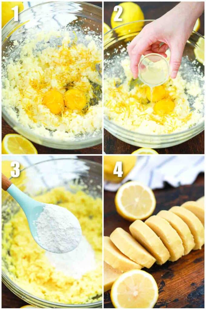 photo collage of steps how to make girl scout lemon cookies copycat_