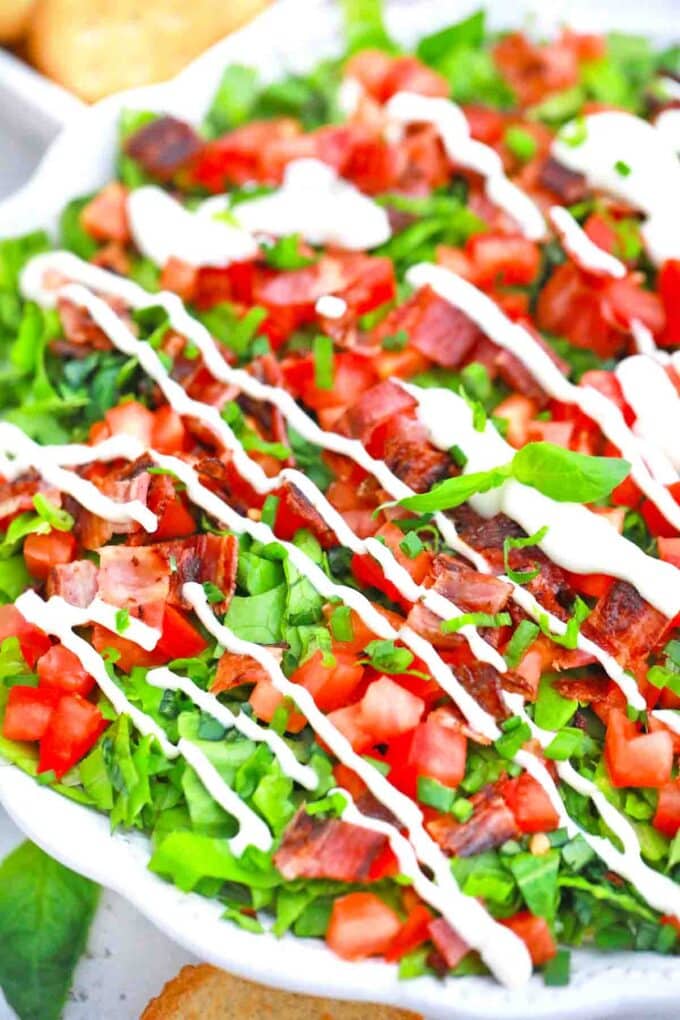 overhead shot of BLT dip