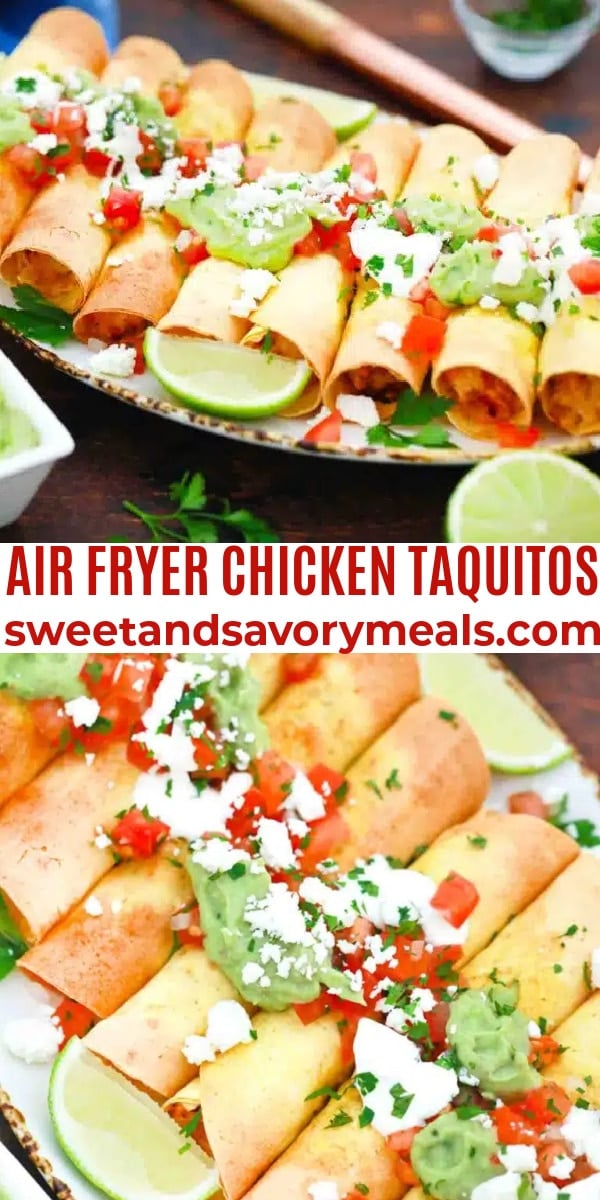 easy air fryer chicken taquitos pin