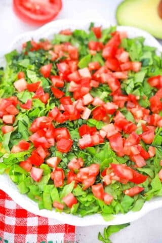 blt dip tomato and shredded lettuce layers