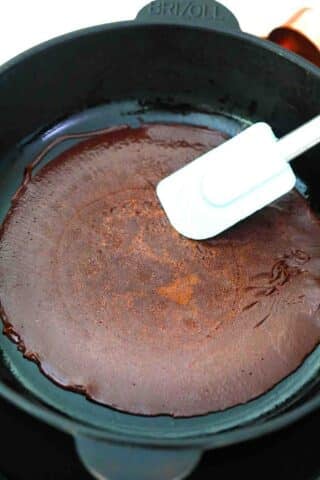 cooking a chocolate crepe