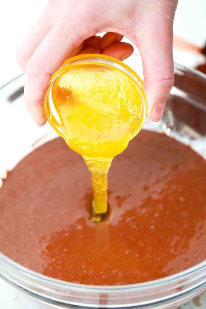 making chocolate crepe batter