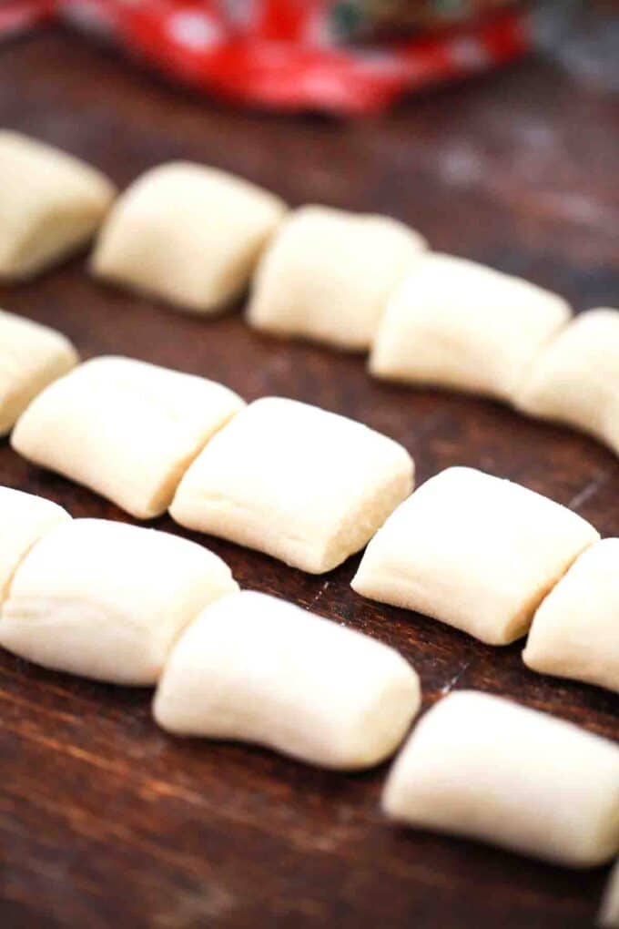 pretzel bites on a cutting board