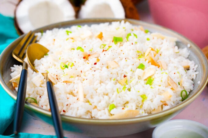 A bowl of coconut rice.