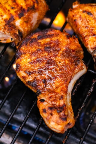 Homemade grilled pork chops.