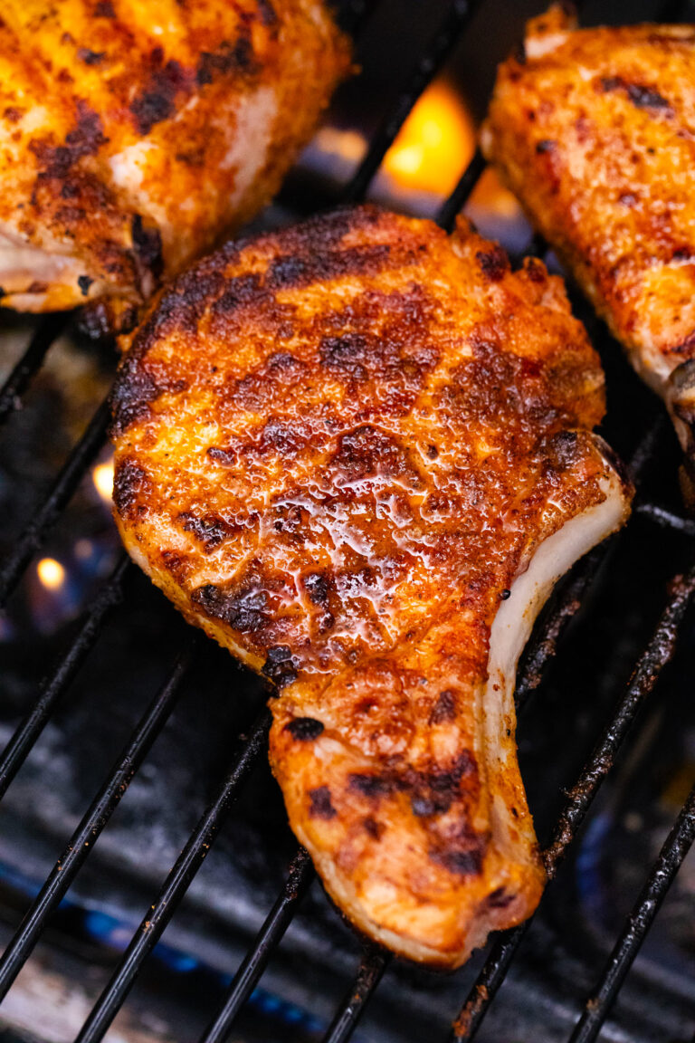 Homemade grilled pork chops.
