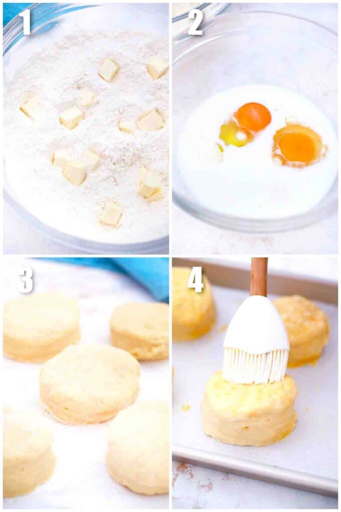 photo collage of steps how to make british scones