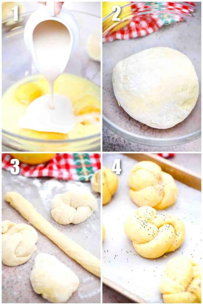 photo collage of how to make sweet bread rolls