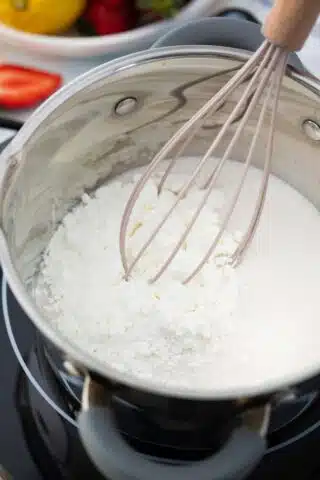 whisking cornstarch and sugar in a bowl