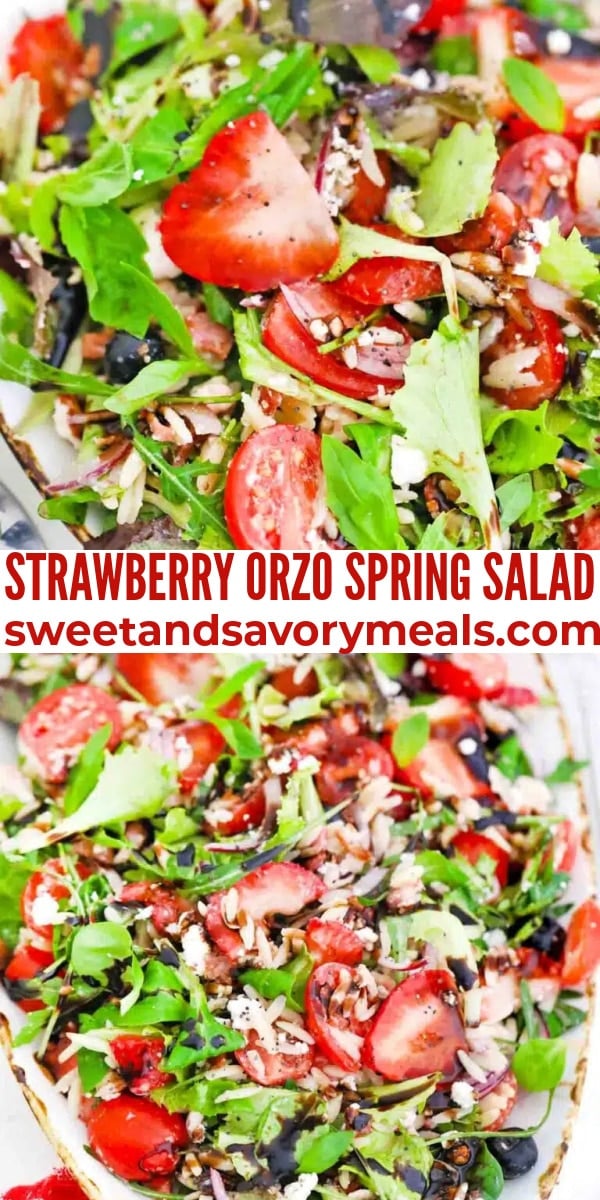 easy strawberry orzo spring salad pin