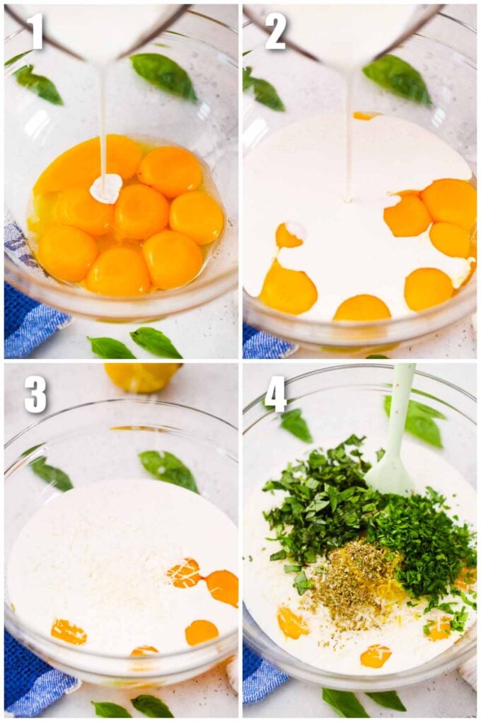 collage showing steps how to make carbonara sauce