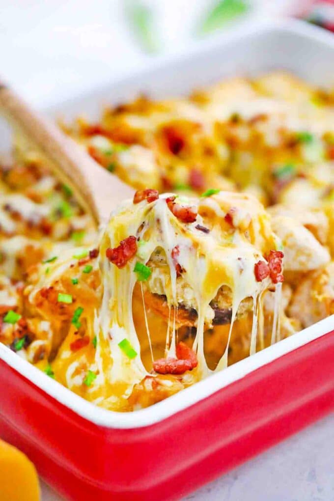 cheesy chicken bacon ranch casserole with potatoes