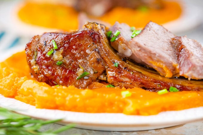 Juicy, perfectly browned garlic brown sugar lamb ribs.