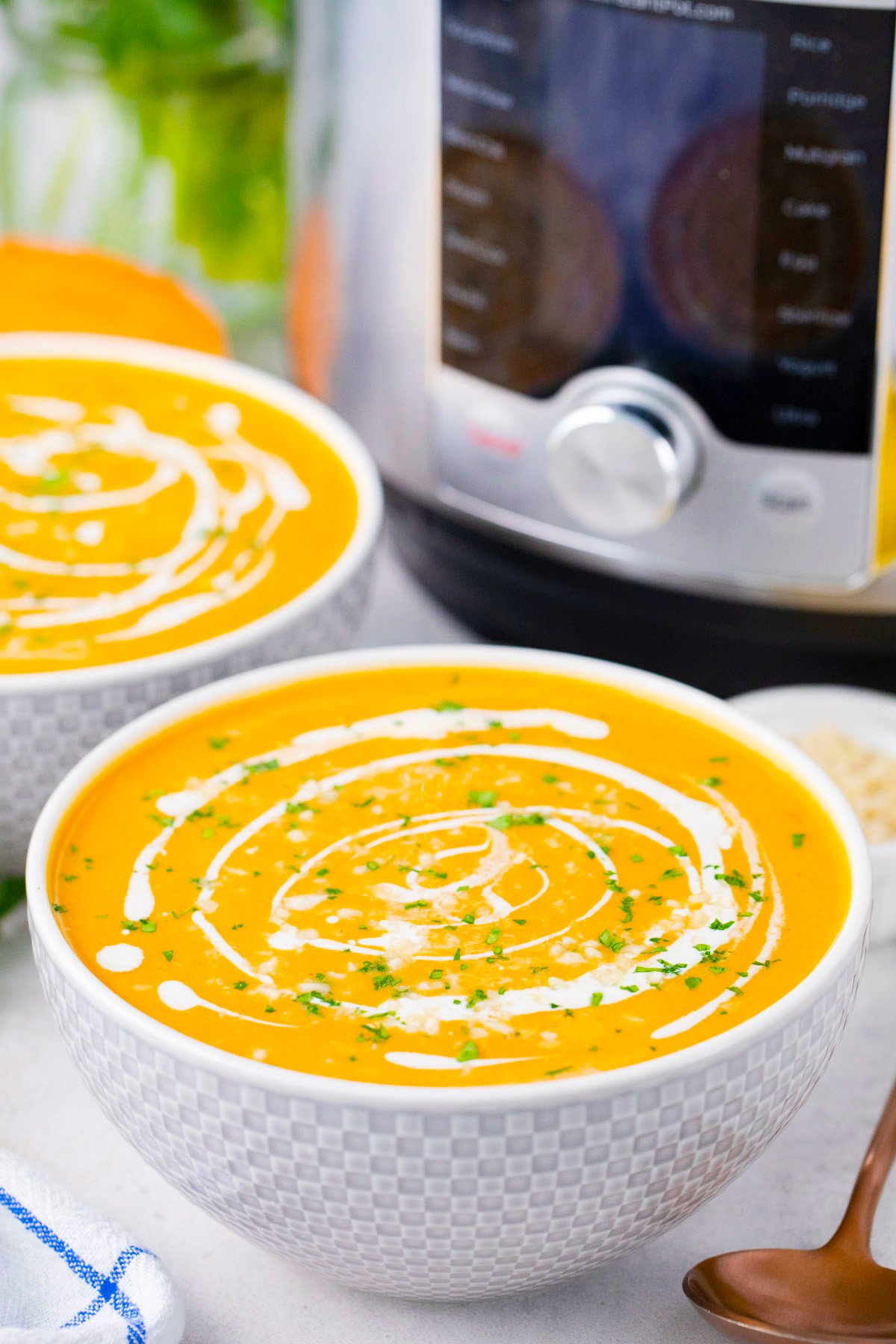 Instant Pot Sweet Potato Soup with heavy cream.