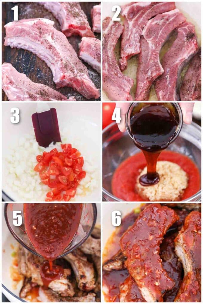 photo collage of how to make short ribs and beans