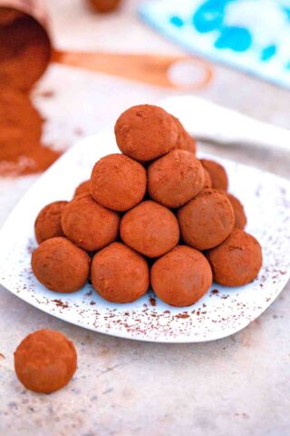 stack of homemade 2 ingredient chocolate truffles facebook