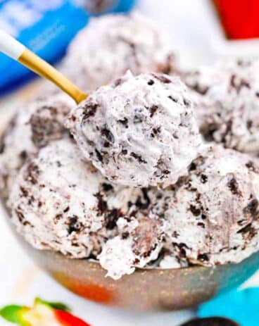 spoonful of homemade oreo ice cream