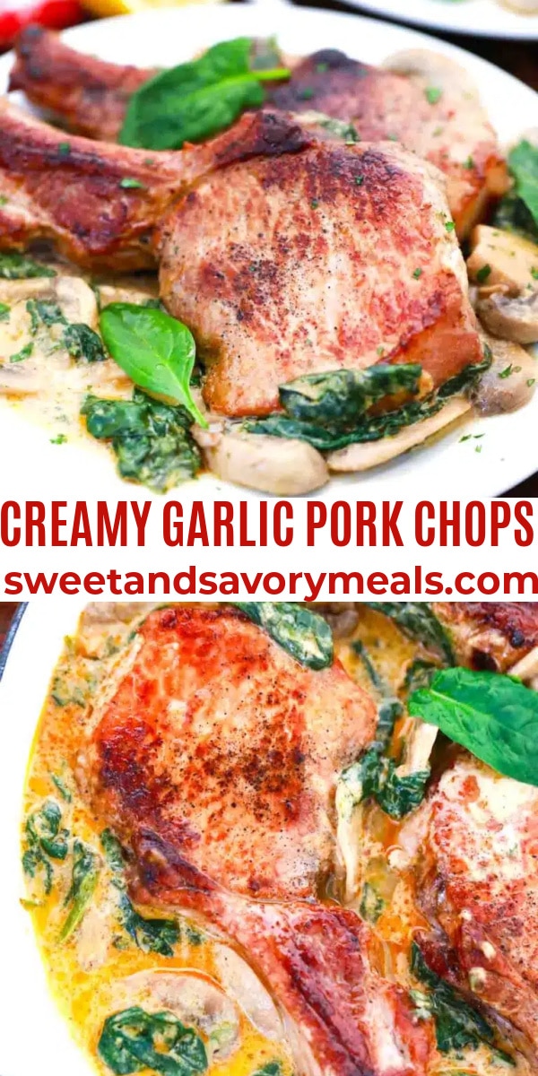 easy creamy garlic pork chops pin