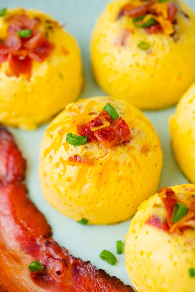 Instant Pot egg bites topped with bacon crumbs.