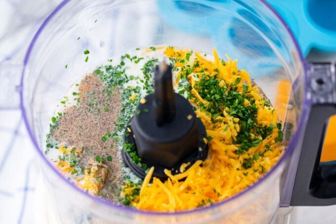 Instant Pot egg bites ingredients in a belnder.