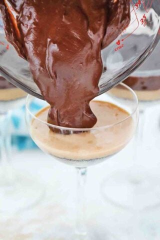 adding melted chocolate