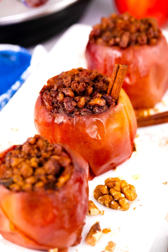 Instant Pot baked apples on a serving plate.