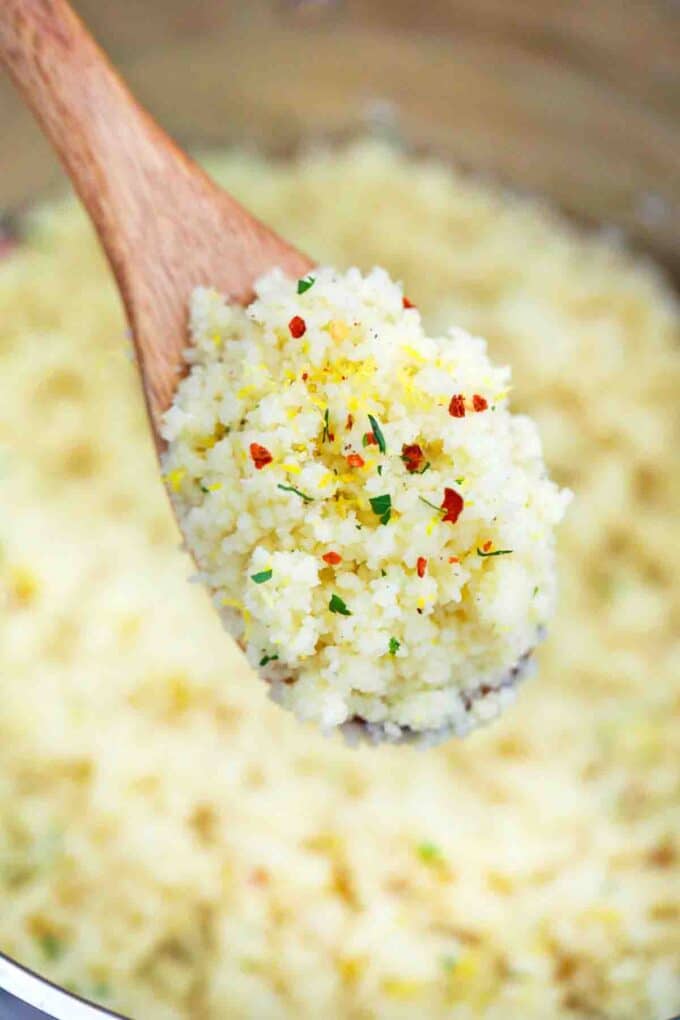 a spoonful of fluffy homemade lemon couscous