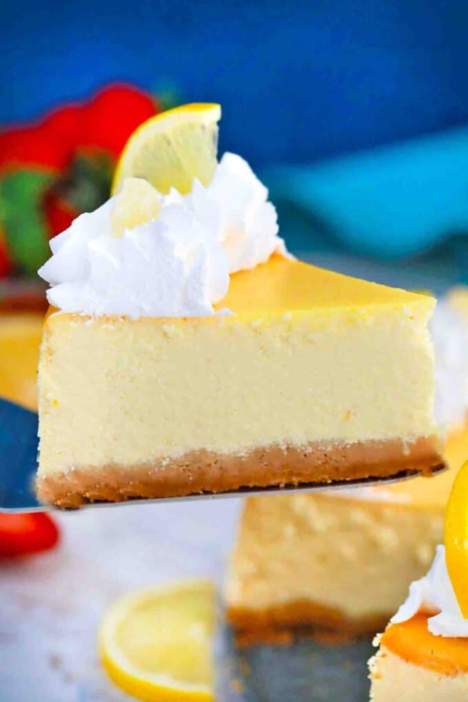 a slice of lemon ricotta cheesecake
