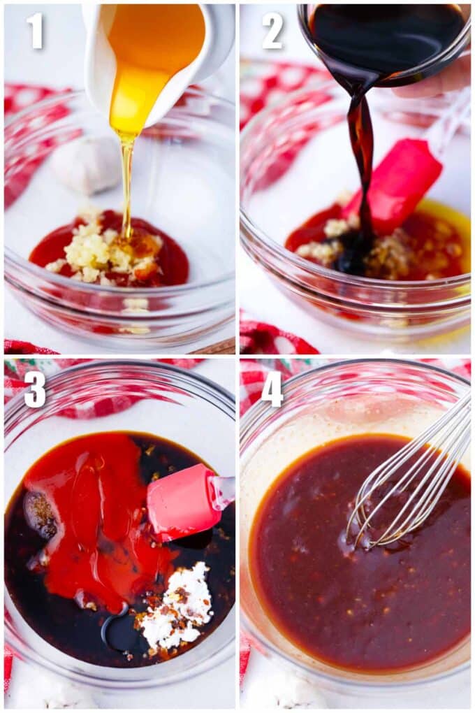 collage of photos showing how to make Korean spicy sauce