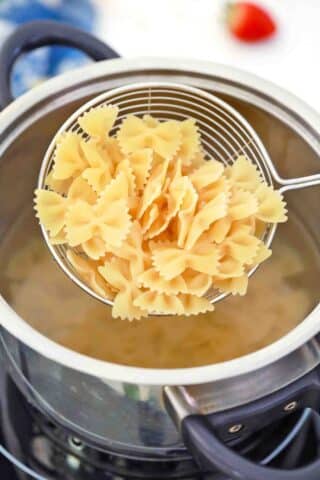 boiling bow tie pasta