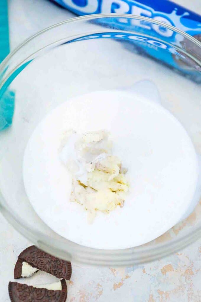 mixing whipped cream ingredients