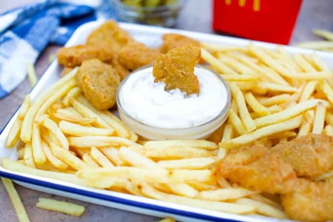 McDonald's tartar sauce served with fries and chicken nuggets