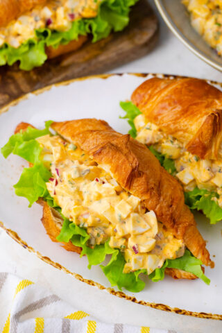 Croissants stuffed with classic egg salad.