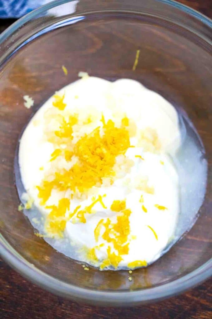 yogurt mayo and lemon zest dressing